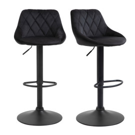 Auros lot de 2 tabourets de bar pivotants réglables avec dossier velours noir