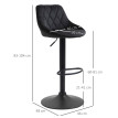 Auros lot de 2 tabourets de bar pivotants réglables avec dossier velours noir