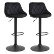 Auros lot de 2 tabourets de bar pivotants réglables avec dossier velours noir