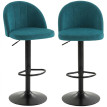 Tabourets de bar Perilenne pivotants réglables avec repose-pieds bleu