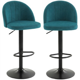Tabourets de bar Perilenne pivotants réglables avec repose-pieds bleu