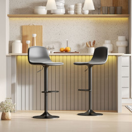 Tabourets de bar Valora pivotants similicuir noir
