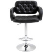 Tabouret de bar Elenne pivotant réglable dossier accoudoirs noir