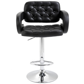 Tabouret de bar Elenne pivotant réglable dossier accoudoirs noir