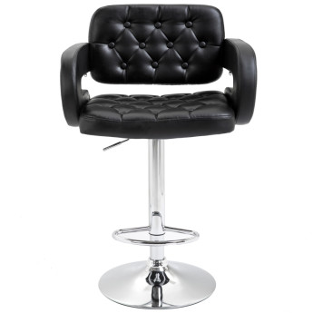 Tabouret de bar Elenne pivotant réglable dossier accoudoirs noir