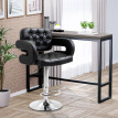 Tabouret de bar Elenne pivotant réglable dossier accoudoirs noir