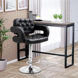 Tabouret de bar Elenne pivotant réglable dossier accoudoirs noir
