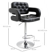 Tabouret de bar Elenne pivotant réglable dossier accoudoirs noir