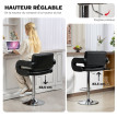 Tabouret de bar Elenne pivotant réglable dossier accoudoirs noir