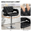Tabouret de bar Elenne pivotant réglable dossier accoudoirs noir