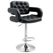 Tabouret de bar Elenne pivotant réglable dossier accoudoirs noir
