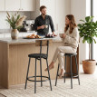 Perian lot de 2 tabourets de bar avec dossier et repose pieds PU noir