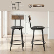 Perian lot de 2 tabourets de bar avec dossier et repose pieds PU noir