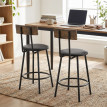 Perian lot de 2 tabourets de bar avec dossier et repose pieds PU noir