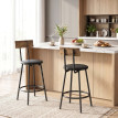 Perian lot de 2 tabourets de bar avec dossier et repose pieds PU noir