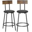 Perian lot de 2 tabourets de bar avec dossier et repose pieds PU noir