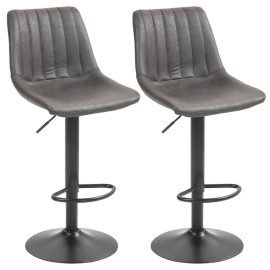 Tabouret de Bar Loras réglable pivotant avec dossier Gris foncé