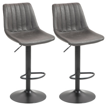 Tabouret de Bar Loras réglable pivotant avec dossier Gris foncé