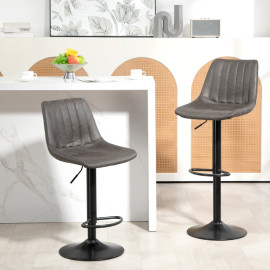 Tabouret de Bar Loras réglable pivotant avec dossier Gris foncé
