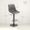Tabouret de Bar Loras réglable pivotant avec dossier Gris foncé