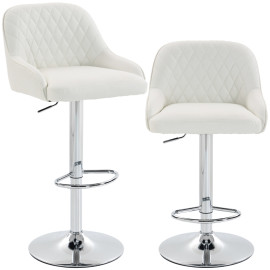 Tabouret de Bar Talilven Pivotant Réglable Cuisine Blanc