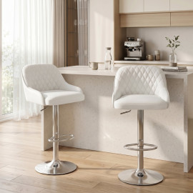 Tabouret de Bar Talilven Pivotant Réglable Cuisine Blanc