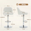 Tabouret de Bar Talilven Pivotant Réglable Cuisine Blanc