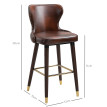 Tabouret de bar Montreon vintage avec dossier et repose pieds marron