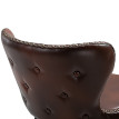 Tabouret de bar Montreon vintage avec dossier et repose pieds marron
