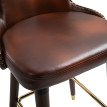 Tabouret de bar Montreon vintage avec dossier et repose pieds marron