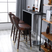 Tabouret de bar Montreon vintage avec dossier et repose pieds marron