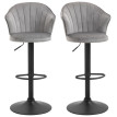 Tabouret de bar Delel pivotant réglable en hauteur velours gris