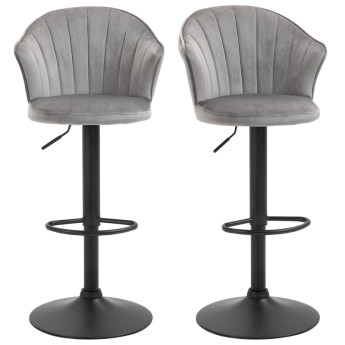 Tabouret de bar Delel pivotant réglable en hauteur velours gris