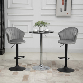 Tabouret de bar Delel pivotant réglable en hauteur velours gris