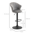 Tabouret de bar Delel pivotant réglable en hauteur velours gris