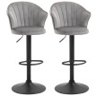 Tabouret de bar Delel pivotant réglable en hauteur velours gris
