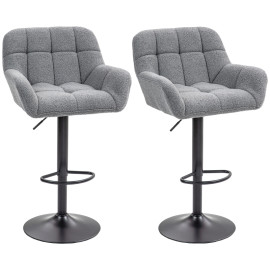 Talis Tabourets de bar rétro réglables velours gris noir