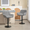 Talis Tabourets de bar rétro réglables velours gris noir