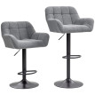 Talis Tabourets de bar rétro réglables velours gris noir