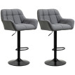Lot de 2 tabourets de bar Salraia réglables rétro gris noir