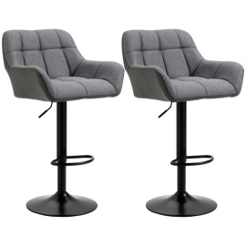 Lot de 2 tabourets de bar Salraia réglables rétro gris noir