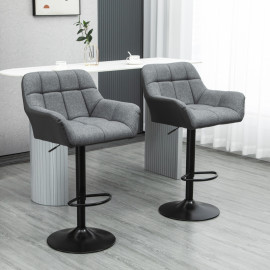 Lot de 2 tabourets de bar Salraia réglables rétro gris noir