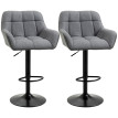Lot de 2 tabourets de bar Salraia réglables rétro gris noir