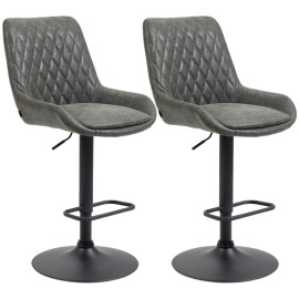 Tabouret de Bar Ralora design réglable repose-pieds gris foncé