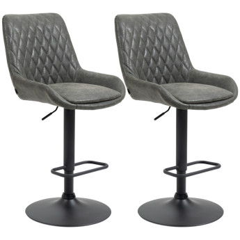 Tabouret de Bar Ralora design réglable repose-pieds gris foncé