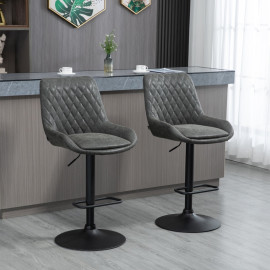 Tabouret de Bar Ralora design réglable repose-pieds gris foncé