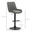 Tabouret de Bar Ralora design réglable repose-pieds gris foncé
