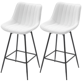 Jeu de 2 tabourets de bar Vilisvik pivotants cuir synthétique blanc