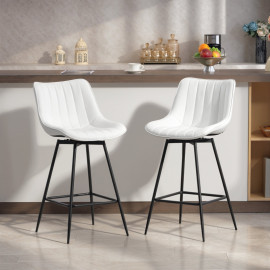 Jeu de 2 tabourets de bar Vilisvik pivotants cuir synthétique blanc
