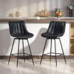 Tabouret de bar Delra pivotant 360° simili cuir dossier repose pieds noir